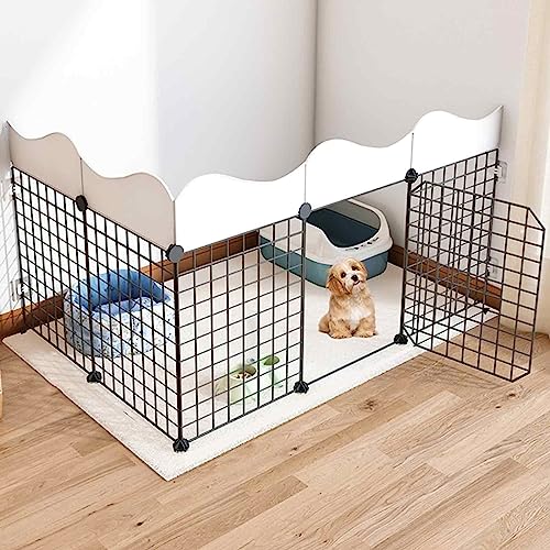 NEZIH Welpenkäfig -Playpen, Hund Pet Playpen Puppy Käfig Mit Tür, Metall -Haustierzaun Faltbarer Hund Katze Welpen -Spielstall/111 * 75 * 57Cm von NEZIH