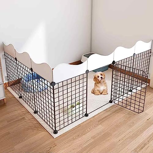 NEZIH Welpenkäfig -Playpen, Hund Pet Playpen Puppy Käfig Mit Tür, Metall -Haustierzaun Faltbarer Hund Katze Welpen -Spielstall/147 * 111 * 57Cm von NEZIH