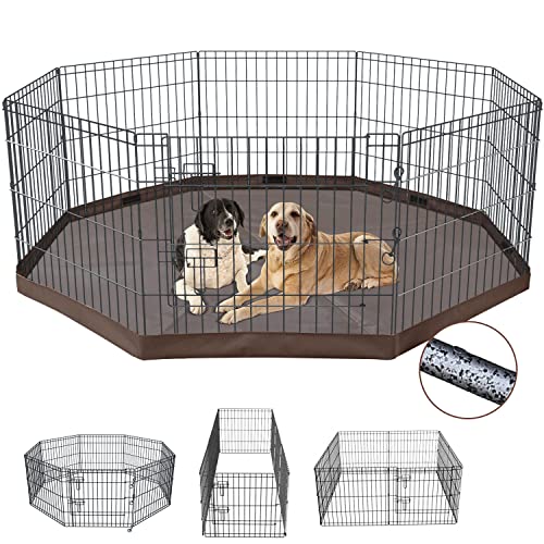 NEZUC Faltbarer Laufstall für Hunde, Metall, 8 Paneele, 76,2 cm Höhe, Welpenhütte mit oberer Abdeckung/Bodenpolster für Tiere im Innen- und Außenbereich (mit unterem Polster, 8 Paneele, 76,2 cm H) NEZUC Faltbarer Laufstall für Hunde, Metall, 8 Paneele, 76,2 cm Höhe, Welpenhütte mit oberer Abdeckung/Bodenpolster für Tiere im Innen- und Außenbereich (mit unterem Polster, 8 Paneele, 76,2 cm H) von NEZUC