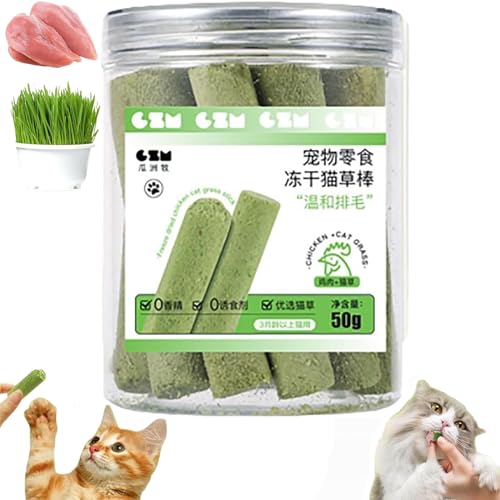 NFGTJYUI Cat Grass Teething Stick, Cat Grass Teething Sticks for Indoor Cats, Cat Grass Chew Sticks, for Hairball Removal,CaDental Care, Increase Appetite (1Bucket(10pcs)) von NFGTJYUI