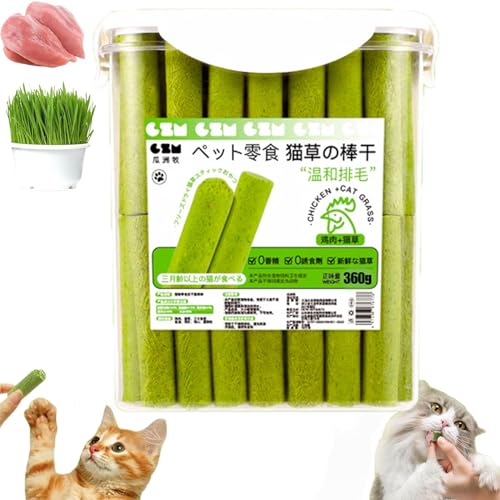 NFGTJYUI Cat Grass Teething Stick, Cat Grass Teething Sticks for Indoor Cats, Cat Grass Chew Sticks, for Hairball Removal,CaDental Care, Increase Appetite (1Bucket(60pcs)) von NFGTJYUI