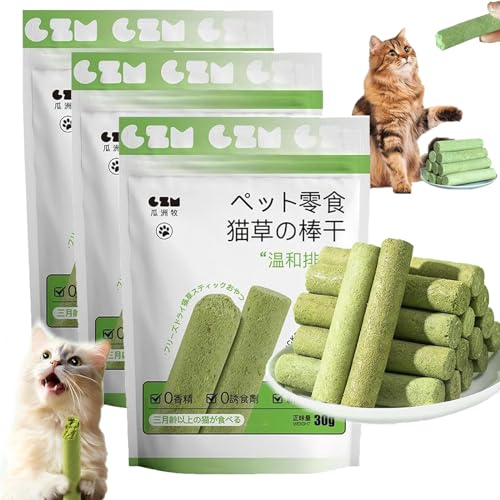 NFGTJYUI Cat Grass Teething Stick, Cat Grass Teething Sticks for Indoor Cats, Cat Grass Chew Sticks, for Hairball Removal,CaDental Care, Increase Appetite (3Pack(18pcs)) von NFGTJYUI