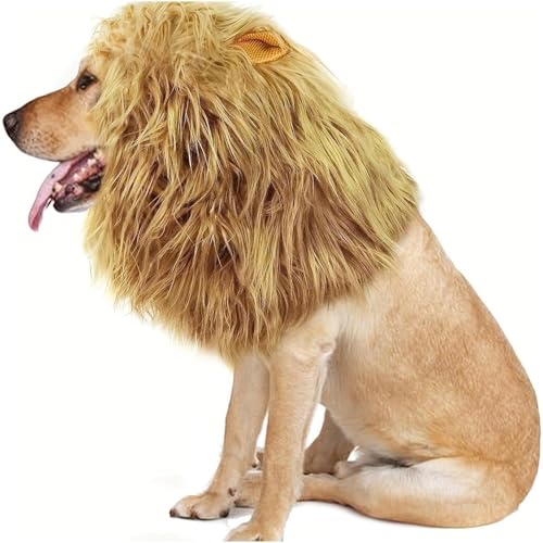 NFGTJYUI Lion Mane for Dog, Lion Mane Costume for Dog, Lion Mane Dog Collar, Pet Clothes Adjustable Dog Lion Costume Wig with Ears for Medium and Large Dog Dress up (Large,Light Brown) von NFGTJYUI