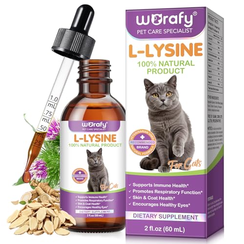 L-lysin Katze Tropfen - Lysin Katze für Immunsystem, Atemwege | L lysine Katzen Lindert Allergien und Niesen | L-lysin Katzen Vitamine und Nahrungsergänzungsmittel - Glutenfrei & Chemicalfrei 60ml von NFILVSYO