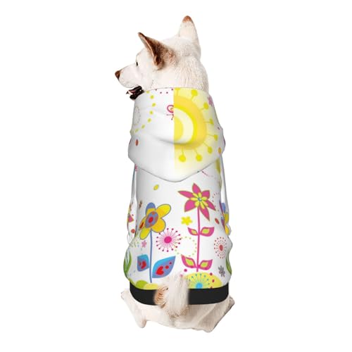 Hunde-Kapuzenpullover für kleine Hunde, Motiv: Sonne, Schmetterlinge und Blumen, elastischer Stoff, weich und warm für das Tier und einfach zu tragen von NGANOH