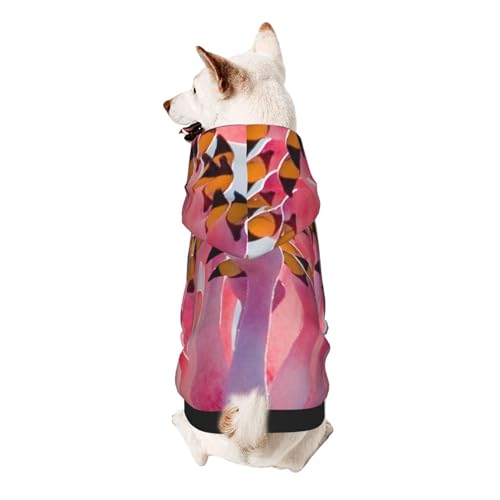 Hunde-Kapuzenpullover mit Flamingo-Motiv für kleine Hunde, elastischer Stoff, weich und warm für das Tier und einfach zu tragen von NGANOH