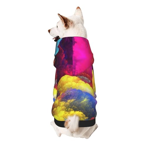 Hunde-Kapuzenpullover mit Regenbogen-Wolken-Motiv, für kleine Hunde, elastischer Stoff, weich und warm für das Tier und einfach zu tragen von NGANOH