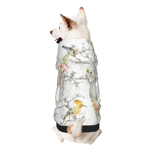 Hunde-Kapuzenpullover mit Vögeln und Blumen, für kleine Hunde, elastischer Stoff, weich und warm für das Tier und einfach zu tragen von NGANOH