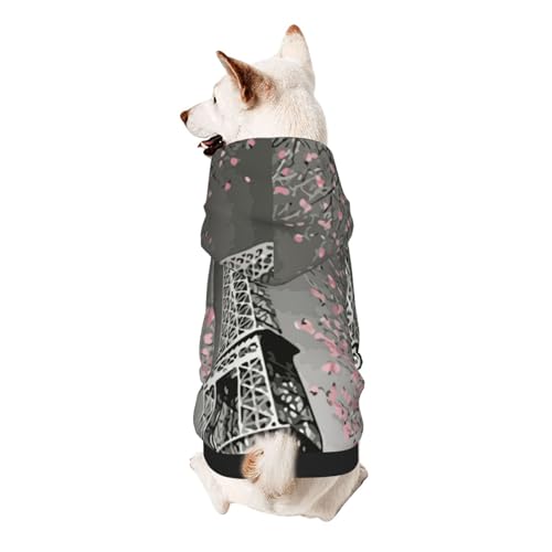 Paris Eiffelturm Hunde-Kapuzenpullover für kleine Hunde, elastischer Stoff, weich und warm für das Tier und einfach zu tragen von NGANOH