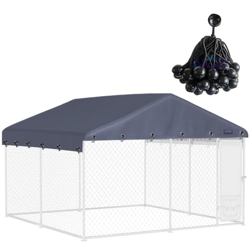 NGB Hundehüttenabdeckung für den Außenbereich, 3 m B x 3 m L, mit mehreren elastischen Kugelschnüre, aus wasserdichtem 600D-Oxford-Gewebe, Ersatzgehäuseabdeckungen, grau NGB Hundehüttenabdeckung für den Außenbereich, 3 m B x 3 m L, mit mehreren elastischen Kugelschnüre, aus wasserdichtem 600D-Oxford-Gewebe, Ersatzgehäuseabdeckungen, grau von NGB