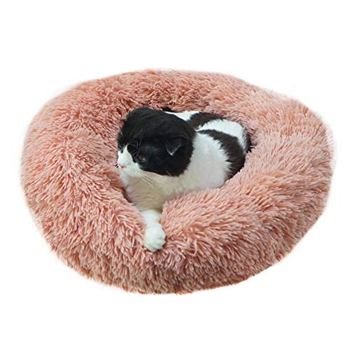 NGHSDO Hundebett Beruhigende Bequemes Hundebett Round Pet Lounger Kissen for große Hunde Katzen-Winter-Hundehütte-Welpen-Matten (Color : Pink Rose, Size : Diameter 50m) von NGHSDO