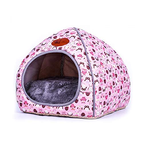 NGHSDO Hundebett Haustier Hund Katze Hauszelt Kennel Doggy Fashion Winter-warme weiche Kissen Korb Tier Bett Cave Pet Products (Color : Pink, Size : M) von NGHSDO