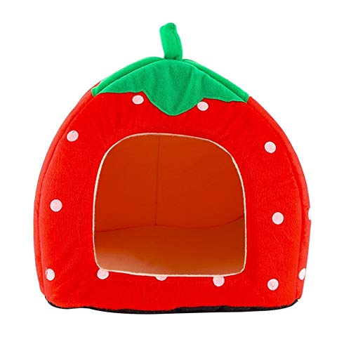 NGHSDO Hundebett Kreative Kennel Cat-Nest-Hunde Obst Banane Erdbeere Ananas Wassermelone Cotton Bed Warm Pet Products faltbares Hundehaus (Color : Strawberry House, Size : M) von NGHSDO