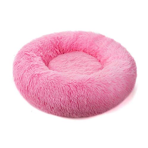 NGHSDO Hundebett Super Soft-warmes Lange Plüsch-Runde Hundebett, Hundedecke Winter-Donut Isomatte for Medium Large Katze/Hund gedruckt und Volltonfarben (Color : Pink, Size : XXXL 110cm) von NGHSDO