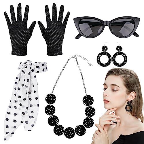 50er Damen Set - Accessoires - 50er Jahre Retro Katze Augenbrille Phantasie Kleid Outfit Disco Outfit für Frauen Mädchen 50er Damen Set - Accessoires - 50er Jahre Retro Katze Augenbrille Phantasie Kleid Outfit Disco Outfit für Frauen Mädchen von NGUMMS