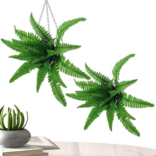 Künstliche Farne,Künstlicher Farn für den Außenbereich,2pcs Realistische Pflanzen Realistische künstliche Farn | Detaillierte Gartenschmuck für Sommer im Freien für Wohnzimmer, Garage von NGUMMS