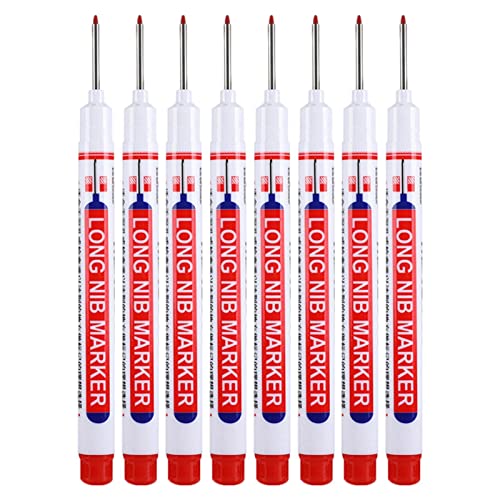 Marker für tiefe Löcher - 8 Stück Tieflochmarker Bleistift - Bunte Schreibwerkzeuge mit schräger Spitze und Kugelschreiber für die Dekoration von Holzbearbeitung im Badezimmer von NGUMMS