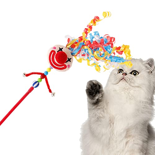NGUMMS Katzenspielzeug für Hauskatzen, Tier Stoffball Training String Toys, Interaktives Zauberstab-Spielzeug für Haustiere für Training und Unterhaltung, farbiges Übungsspielzeug für Tiere von NGUMMS