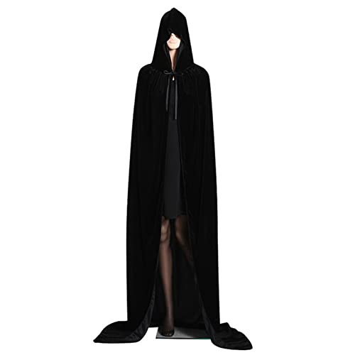 Tunika Kapuzenmantel,Durable Ritter Gothic Phantasie Kleid Halloween Masquade Cosplay Costume Cape | Schwarzer Mantel in voller Länge für Kostüm für Erwachsene von NGUMMS