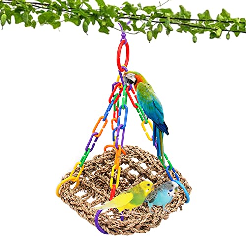 Vogel-Seegras-Matte | Papageien-Hängemattenschaukel | Parrot Hammock Swing Toy Bissfeste Sicherheit mit Fester Schnalle Verschleißfest für Übungsruhe Ngumms von NGUMMS
