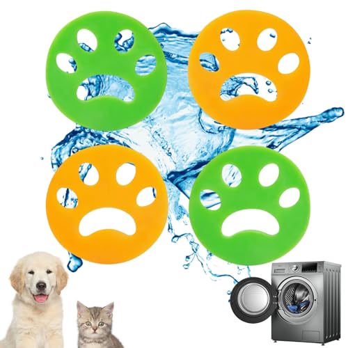 NHGAA 4 Stück Tierhaarentferner Waschmaschine, Hundehaare Waschmaschine, Haarfänger Waschmaschine für Alle Haustiere, Wiederverwendbarer Tierhaare Waschmaschine Entfernen(Grün Orange) von NHGAA