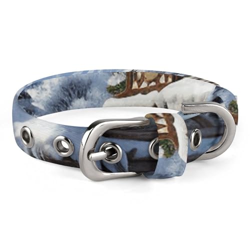 Haustier-Halsband, Weihnachtsmotiv, für den Winter, mit fröhlicher Szene, personalisierbar, für kleine und mittelgroße Hunde, verstellbare Größen Haustier-Halsband, Weihnachtsmotiv, für den Winter, mit fröhlicher Szene, personalisierbar, für kleine und mittelgroße Hunde, verstellbare Größen von NHYDSPQ