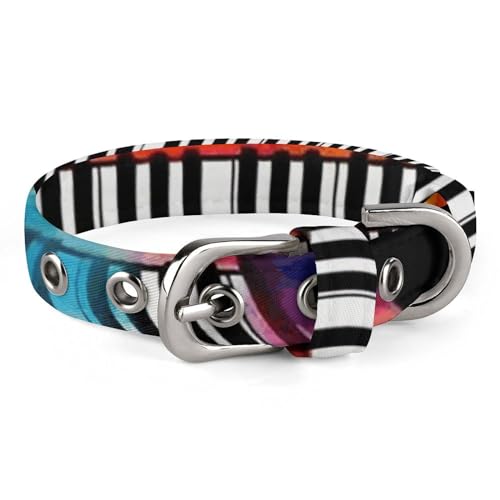 Haustier-Halsband, buntes Klaviertastatur, Musiknoten-Druck, Haustierhalsband, personalisierbar, für kleine und mittelgroße Hunde, verstellbare Größen Haustier-Halsband, buntes Klaviertastatur, Musiknoten-Druck, Haustierhalsband, personalisierbar, für kleine und mittelgroße Hunde, verstellbare Größen von NHYDSPQ