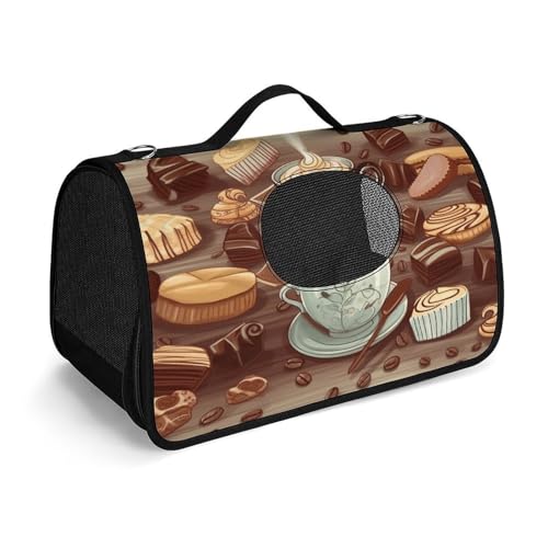 Haustier-Handtasche, Kaffee und Süßigkeiten, Zucker-Schokoladendruck, modische Hundetragetasche für Katzen und kleine Hunde, jede Reise und Outdoor-Aktivitäten. Haustier-Handtasche, Kaffee und Süßigkeiten, Zucker-Schokoladendruck, modische Hundetragetasche für Katzen und kleine Hunde, jede Reise und Outdoor-Aktivitäten. von NHYDSPQ