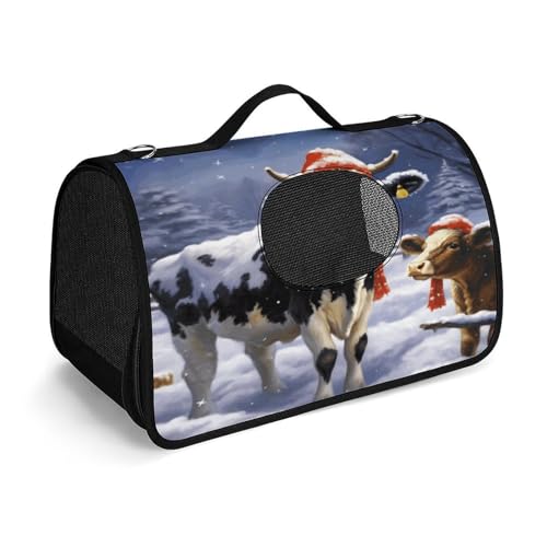 Haustier-Handtasche, Weihnachts-Schneekuh-Druck, modische Hundetragetasche für Katzen und kleine Hunde, jede Reise und Outdoor-Aktivitäten. Haustier-Handtasche, Weihnachts-Schneekuh-Druck, modische Hundetragetasche für Katzen und kleine Hunde, jede Reise und Outdoor-Aktivitäten. von NHYDSPQ