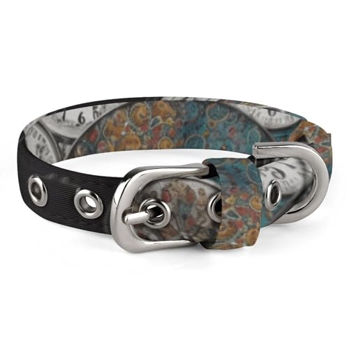 NHYDSPQ Haustier-Halsband, Uhr-Kunstdruck, Haustier-Halsband, personalisierbar, für kleine und mittelgroße Hunde, verstellbare Größen, Stil 12 NHYDSPQ Haustier-Halsband, Uhr-Kunstdruck, Haustier-Halsband, personalisierbar, für kleine und mittelgroße Hunde, verstellbare Größen, Stil 12 von NHYDSPQ
