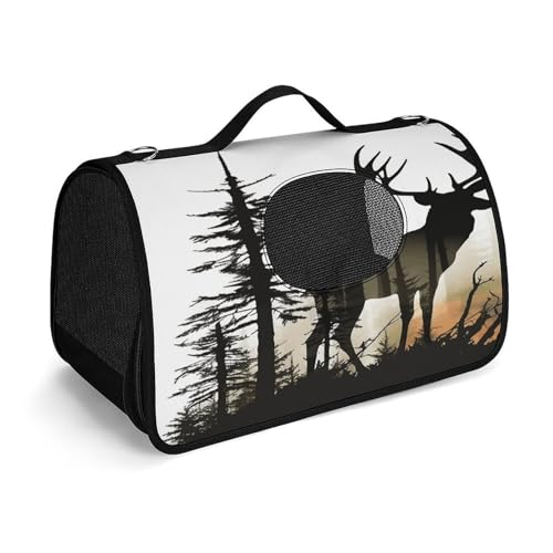 NHYDSPQ Haustier-Handtasche, Hirsch-Silhouette2-Druck, modische Hundetragetasche für Katzen und kleine Hunde, jede Reise und Outdoor-Aktivität, 45 x 26 x 23,5 cm, Stil NHYDSPQ Haustier-Handtasche, Hirsch-Silhouette2-Druck, modische Hundetragetasche für Katzen und kleine Hunde, jede Reise und Outdoor-Aktivität, 45 x 26 x 23,5 cm, Stil von NHYDSPQ
