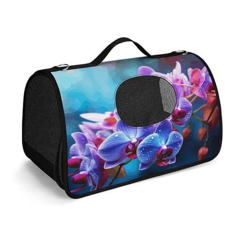 NHYDSPQ Haustier-Handtasche, bunte Orchideen-Blumendruck, modische Hundetragetasche für Katzen und kleine Hunde, jede Reise und Outdoor-Aktivität, 45 x 26 x 23,5 cm, Stil NHYDSPQ Haustier-Handtasche, bunte Orchideen-Blumendruck, modische Hundetragetasche für Katzen und kleine Hunde, jede Reise und Outdoor-Aktivität, 45 x 26 x 23,5 cm, Stil von NHYDSPQ