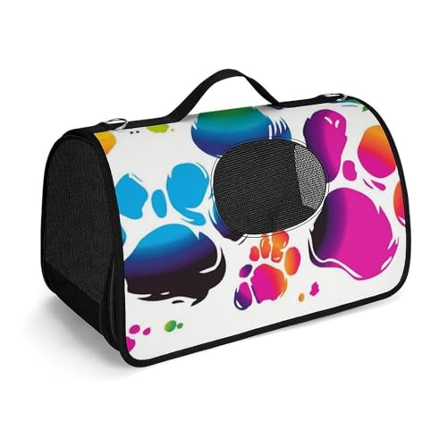 NHYDSPQ Haustier-Handtasche, farbenfroher Hundepfotenabdruck, modische Hundetragetasche für Katzen und kleine Hunde, jede Reise und Outdoor-Aktivität, 45 x 26 x 23,5 cm, Stil NHYDSPQ Haustier-Handtasche, farbenfroher Hundepfotenabdruck, modische Hundetragetasche für Katzen und kleine Hunde, jede Reise und Outdoor-Aktivität, 45 x 26 x 23,5 cm, Stil von NHYDSPQ