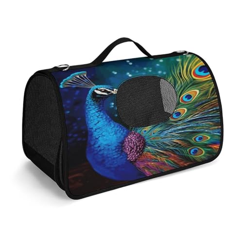 NHYDSPQ Haustier-Handtasche, farbiger Pfauen-Druck, modische Hundetragetasche für Katzen und kleine Hunde, jede Reise und Outdoor-Aktivität, 45 x 26 x 23,5 cm, Stil NHYDSPQ Haustier-Handtasche, farbiger Pfauen-Druck, modische Hundetragetasche für Katzen und kleine Hunde, jede Reise und Outdoor-Aktivität, 45 x 26 x 23,5 cm, Stil von NHYDSPQ