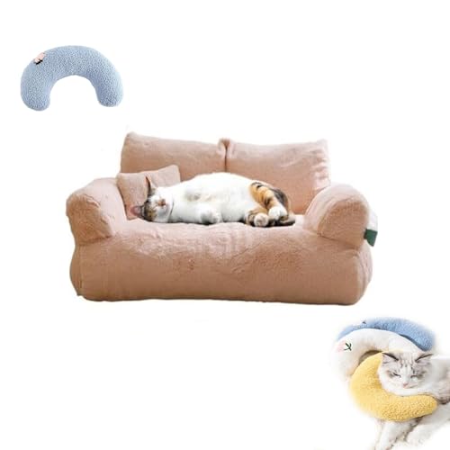 NIANE Beruhigendes Haustiersofa, mit beruhigendem Kissen, flauschiges Plüsch-beruhigendes abnehmbares und waschbares Haustiersofa aus Memory-Schaum, for mittelgroße kleine Hunde Katzen( C von NIANE