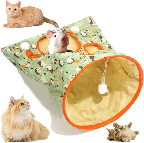 Katzentunneltaschen for Hauskatzen, Spieltunnelspielzeug for Haustiere, zusammenklappbares, interaktives Katzenbohrtaschenspielzeug mit Plüschball, selbstinteraktives Katzenspielzeug (Color : Hedgeho von NIANE
