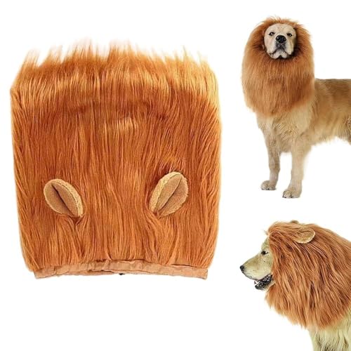 Löwenmähne for Hunde, verstellbare Löwenmähne-Kostüme for Hunde, realistische Löwen-Perückenkostüme for Hunde, Haustierkleidung for Hunde mit Ohren for kleine, mittelgroße und große Hunde (Color : Li von NIANE