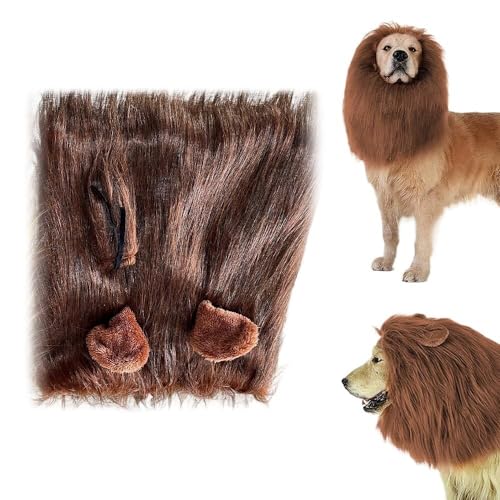 Löwenmähne for Hunde, verstellbare Löwenmähne-Kostüme for Hunde, realistische Löwen-Perückenkostüme for Hunde, Haustierkleidung for Hunde mit Ohren for kleine, mittelgroße und große Hunde (Color : Da von NIANE