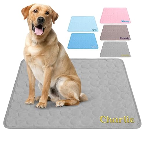 NIBESSER Kühlmatte für Hunde Personalisiert Selbst Kühlende Hundematte rutschfest Hundematte mit Name Stickerei Tragbar Kühldecke für Hunde Katzen von NIBESSER