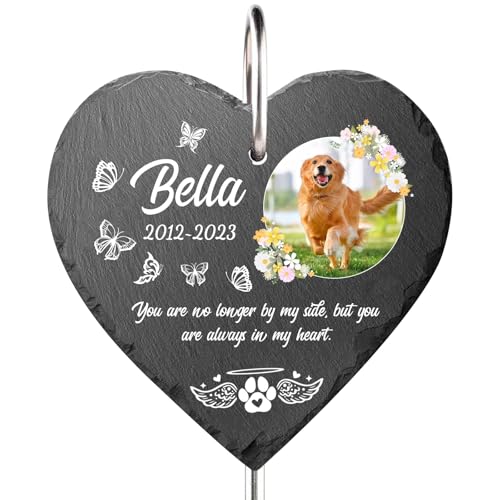 NIBESSER Personalisierte Grabplatte Gedenkstein mit Name & Foto als Grabschmuck Grabstecker Individuelles Grabschmuck Wetterfest Grabtafel Name, Datum, Foto von NIBESSER