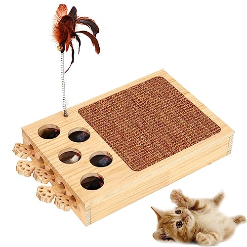 3-in-1-Kratzbaum aus Wellpappe mit Whack A Mole Mole-Spiel und Lustigem Katzenstock, Multifunktionaler Kratzmatte, Dickes, Langlebiges Katzenspielzeug für Den Innenbereich von NIBHZ