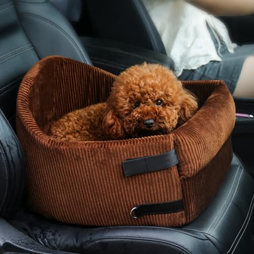 Haustiersitz, Abnehmbare, Bequeme Hunde-Sicherheits-Autotasche, Katzen-Autobett, Kleiner Hundesitz, Haustier-Autonest für Kleine Haustiere,Brown von NIBHZ