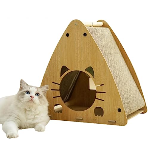 Katzenhaus aus Pappe, Katzenkratzer-Papphaus mit Zwei Kratzbrettern, Katzen-Kratzkastenhaus aus Wellpappe für Katzen Im Innenbereich, Katzenkratzspielzeug, DIY-Hideaway-Spielhaus von NIBHZ