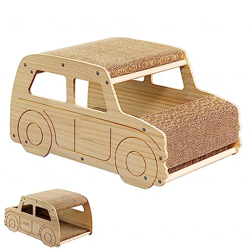 Katzenkratzbaum aus Pappe, Katzenkratzbaum, Langlebige Brettpolster Verhindern Schäden an Möbeln,Wooden car cat Scratching Board von NIBHZ