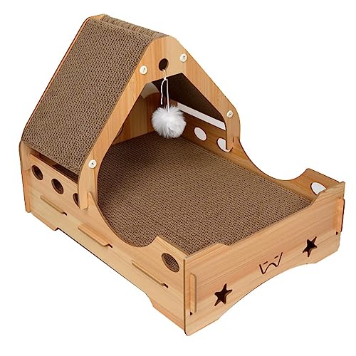 Katzenkratzer, Premium-Kratzunterlage mit Stabilem, Mattiertem Rahmen und Drehspielzeug, Vertikal Gebogene Katzenkratzer für Hauskatzen,D Katzenkratzer, Premium-Kratzunterlage mit Stabilem, Mattiertem Rahmen und Drehspielzeug, Vertikal Gebogene Katzenkratzer für Hauskatzen,D von NIBHZ