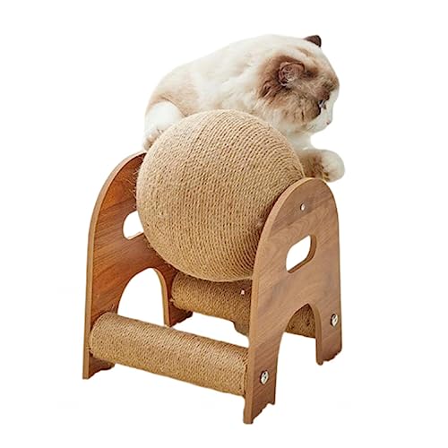 Katzenkratzspielzeug, Kratzballspielzeug für Katzen, Kratzball aus Natürlichem Sisal, Sich Drehendes Katzenballspielzeug, Kratzspielzeug aus Massivem Holz für Katzen und Kätzchen,C-Large Katzenkratzspielzeug, Kratzballspielzeug für Katzen, Kratzball aus Natürlichem Sisal, Sich Drehendes Katzenballspielzeug, Kratzspielzeug aus Massivem Holz für Katzen und Kätzchen,C-Large von NIBHZ