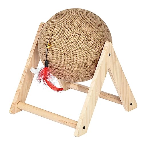 Kratzspielzeug für Katzen aus Natürlichem Sisal mit Ball, Kratzball für Katzen und Kätzchen, Interaktives Kratzspielzeug für Haustiere aus Massivholz,Large Kratzspielzeug für Katzen aus Natürlichem Sisal mit Ball, Kratzball für Katzen und Kätzchen, Interaktives Kratzspielzeug für Haustiere aus Massivholz,Large von NIBHZ