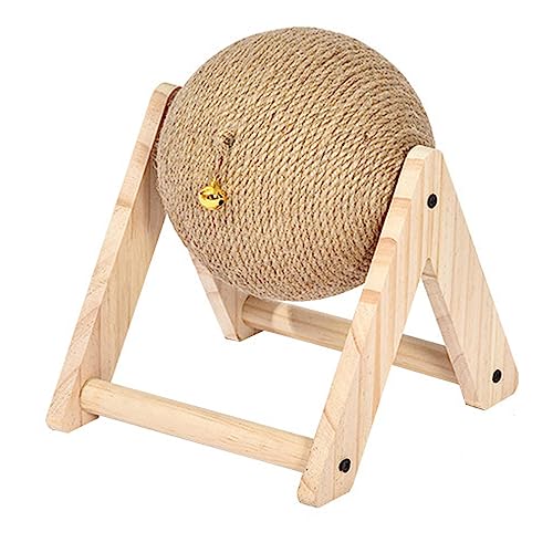 Kratzspielzeug für Katzen aus Natürlichem Sisal mit Ball, Kratzball für Katzen und Kätzchen, Interaktives Kratzspielzeug für Haustiere aus Massivholz,medium von NIBHZ