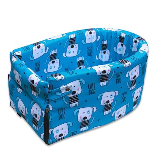 Mittelkonsole für Kleinen Hunde-Autositz für Kleine Hunde Unter 6,8 Kg, Hunde-Autositzerhöhung, Sicherer und Bequemer Haustier-Autositz für Welpen,Blue-45X25X22cm von NIBHZ