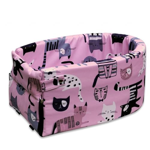 Mittelkonsole für Kleinen Hunde-Autositz für Kleine Hunde Unter 6,8 Kg, Hunde-Autositzerhöhung, Sicherer und Bequemer Haustier-Autositz für Welpen,Pink-45X25X22cm von NIBHZ